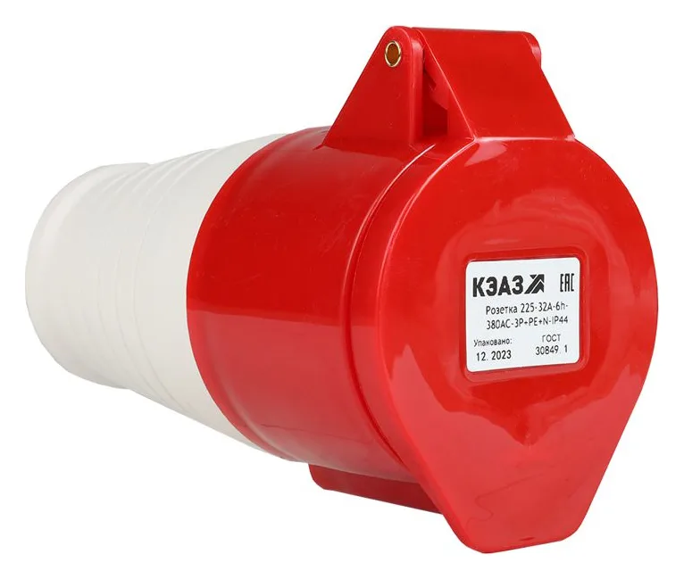 Розетка кабельная 225 32А 380AC 3P+PE+N 6ч IP44 КЭАЗ 222753