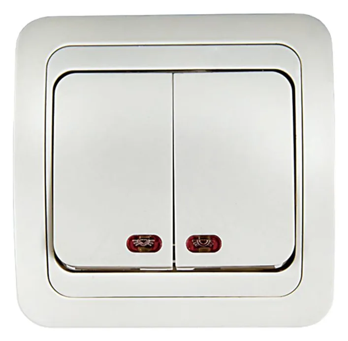Выключатель 2-кл. СП Classico 2123 10А IP20 с подсветкой бел. ASD / IN HOME 4680005959877