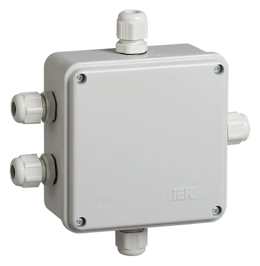 Коробка распаячная ОП 100х100х50 IP55 КМ41330 PG9 IEK UKO10-100-100-050-K51-55