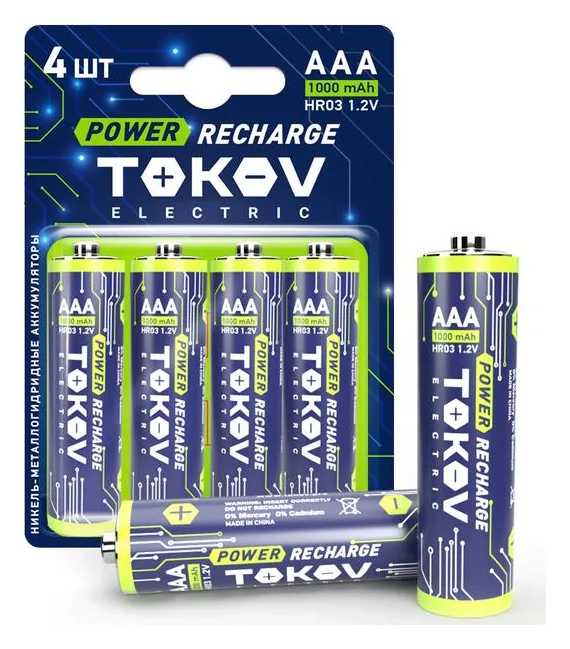 Аккумулятор AAA/HR03 1000мА.ч (блист.4шт) TOKOV ELECTRIC TKE-NMA-HR03/B4