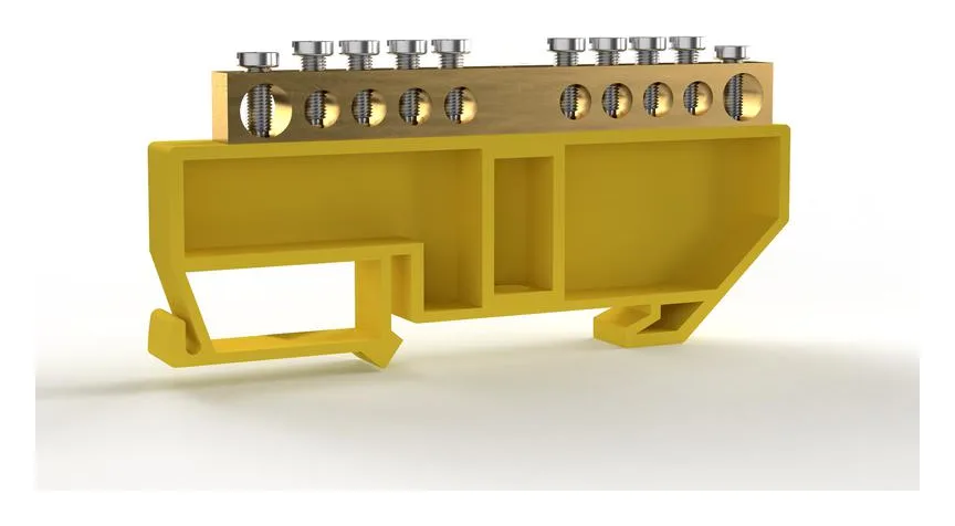 Шина PE "земля" на DIN-изоляторе 6х9мм 10 отвер. латунь TOKOV ELECTRIC TKE-BCB-69-10-DIN/PE