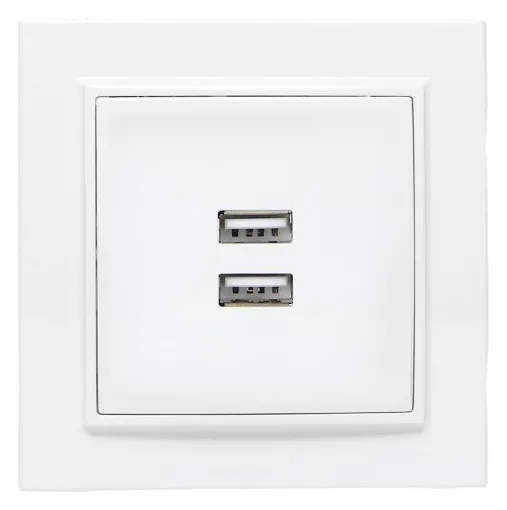 Розетка USB 2-м СП Минск 2.1А бел. EKF ERR-2USB-100