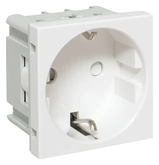 Розетка 1-м 2мод. C-Line РКС-20-30-П 45х45 с заземл. бел. EKF E2MR16-028-10