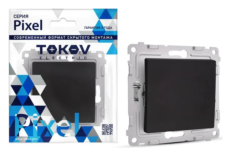 Выключатель 1-кл. СП Pixel 10А IP20 механизм карбон TOKOV ELECTRIC TKE-PX-V1-C14
