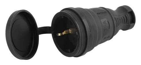 Разъем прямой 16А IP44 с заземл. каучук. черн. R8-B-IP44 Эра Б0044541