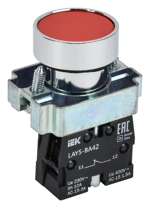 Кнопка LAY5-BA42 1НЗ без подсветки красн. KARAT IEK BBT61-BA-K04