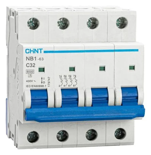 Выключатель автоматический модульный 4п C 32А 6кА NB1-63 (R) CHINT 179747