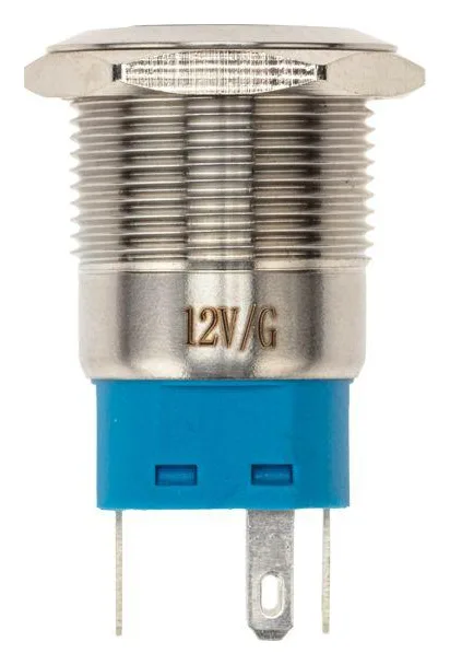 Кнопка антивандальная d19 12В Фикс (5с) ON-OFF/OFF-ON подсв/зел. Rexant 36-3423
