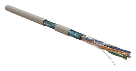 Кабель витая пара F/UTP кат.5E 4х2х0.51мм 24AWG solid PVC FUTP4-C5E-S24-IN-PVC-GY-305 сер. (м) Hyperline 42052