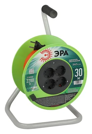Удлинитель на катушке 4х30м без заземл. RP-4-2x1.0-30m ПВС 2х1 Эра Б0059782