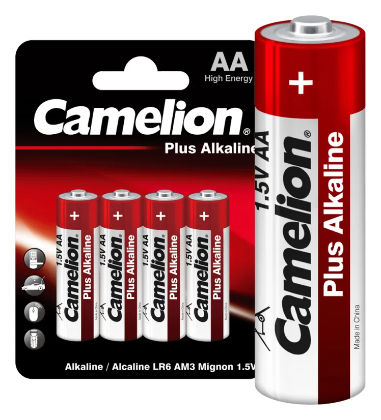 Элемент питания алкалиновый AA/LR6 1.5В Plus Alkaline LR6-BP4 (блист.4шт) Camelion 7370