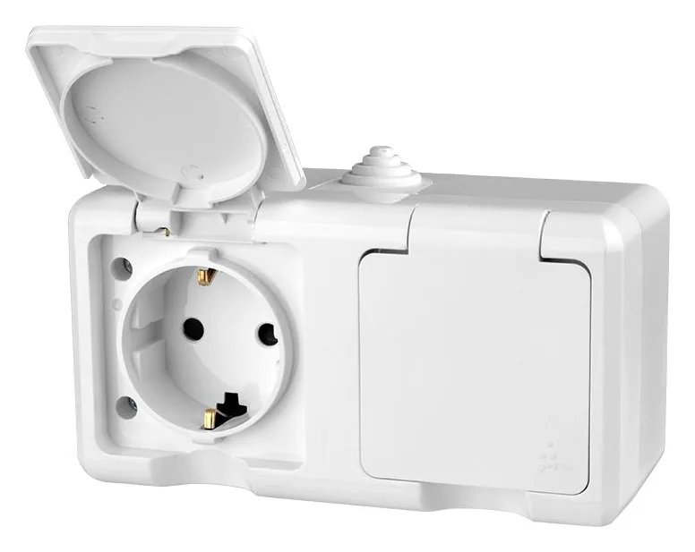 Розетка 2-м ОП Dita 16А IP54 250В с заземл. с крышкой бел. TOKOV ELECTRIC TKL-DT-R2Z-C01-IP54