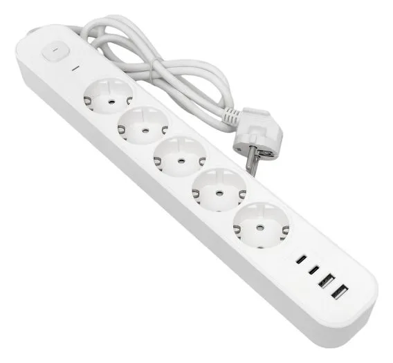Удлинитель 5х5м IP20 2USB 2.4А+2type-C LUX 1.5кв.мм EKF UBA-LUX-505-TC