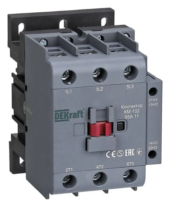 Контактор КМ-102 3п 95А кат. 230В AC 1НО+1НЗ AC-3 AC-4 DEKraft 22010DEK