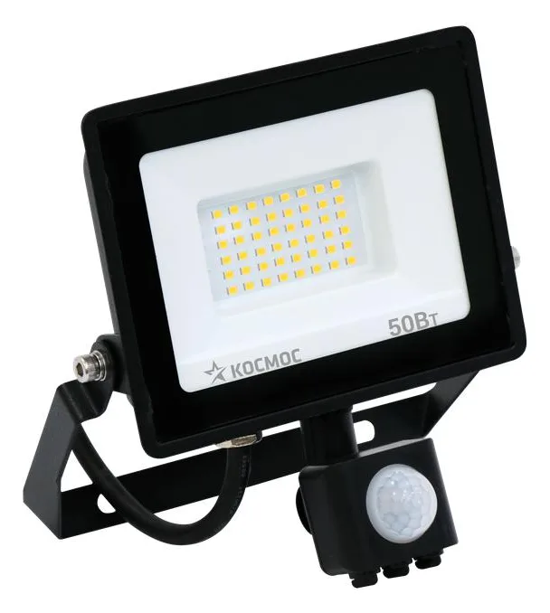Прожектор светодиодный 50Вт 6500К IP65 4000лм с датчиком Super-Slim КОСМОС K_PR5_LED_50S