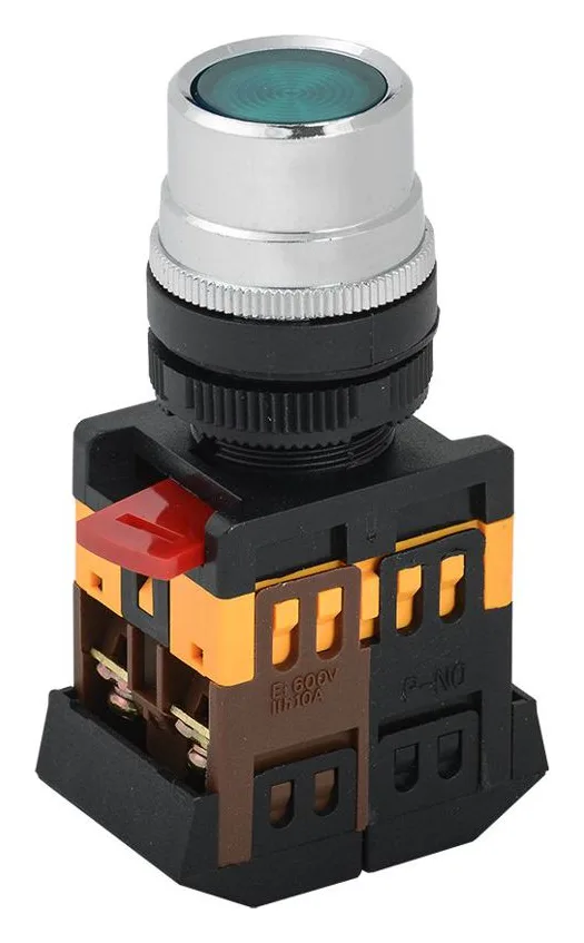 Кнопка ABLF-22 d22мм 1НО+1НЗ 240В неон зел. GENERICA BBT10-ABLF-K06