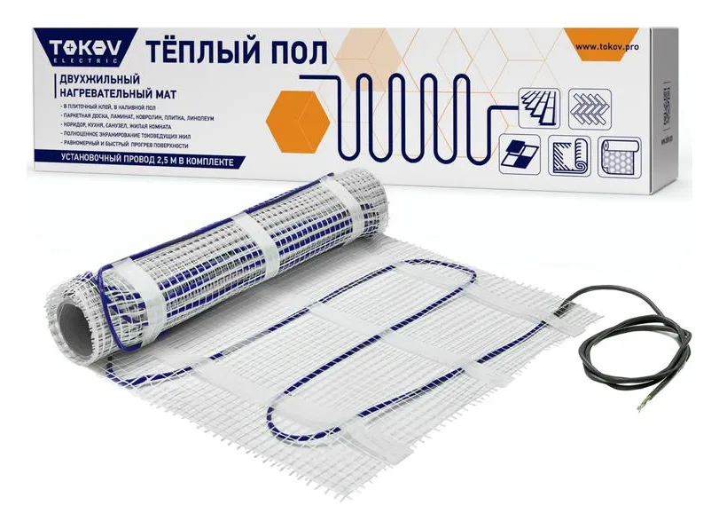 Комплект "Теплый пол" (мат) 150Вт/кв.м 1кв.м TOKOV ELECTRIC TKE-MAT150-150-1