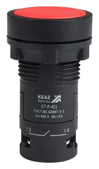 Кнопка OptiSignal Compact D22 С7-P-411 красн. 1НО+1НЗ XB7NA45 КЭАЗ 362045