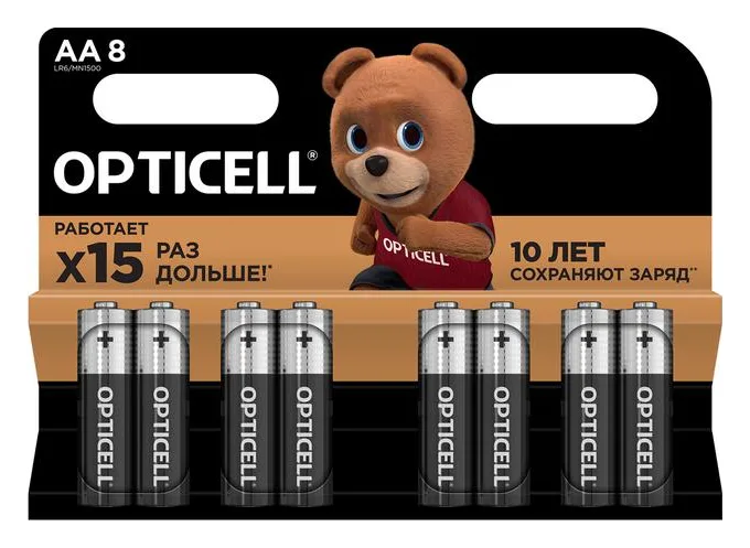 Элемент питания алкалиновый AA/LR6 (блист. 8шт) Basic Opticell 5051008