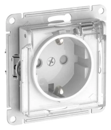 Розетка AtlasDesign Aqua 16А IP44 с заземл. защ. шторки с прозр. крышкой быстрозажим. клем. механизм бел. SE ATN440146S