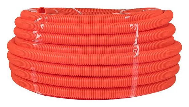 Труба гофрированная ПНД d32мм с протяжкой оранж. (уп.50м) Plast PROxima EKF tpnd-32-o