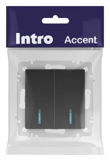 Выключатель 2-кл. СП Accent 6-105-05 10А IP20 250В с подсветкой AL/CU антрацит Intro Б0063516