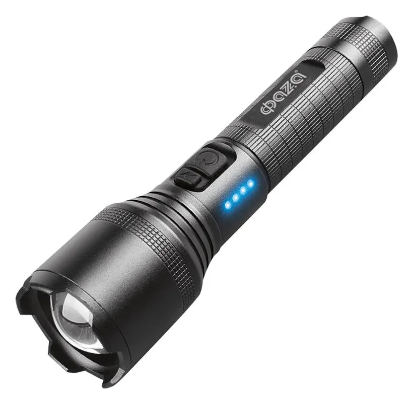 Фонарь аккумуляторный AccuF1-L15WZ-ti 15Вт XHP60 800Лм Li-ion 18650 3.7В 1200мАч (5режимов; с функцией ZOOM; кабель USB-Type-C в комплекте) титан. IPX4 ФАZА 5050419