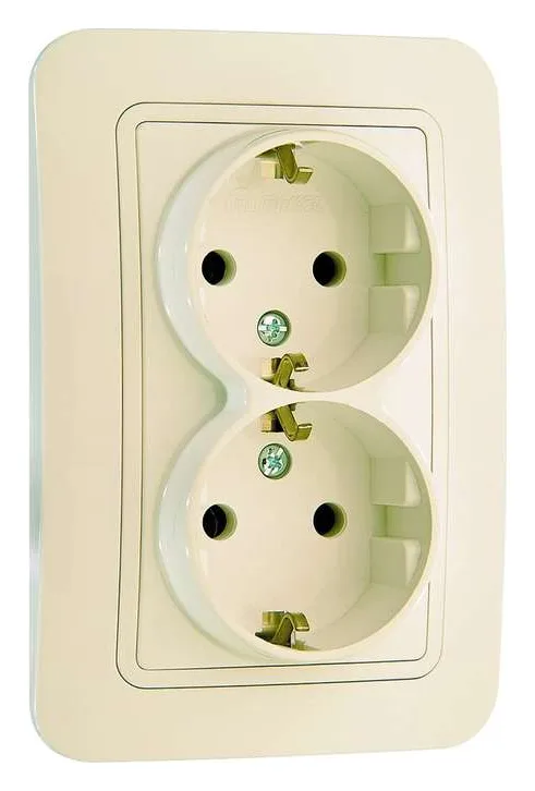 Розетка 2-м СП Lillium 16А IP20 с заземл. крем./крем. Makel 70282