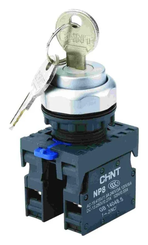 Переключатель с ключом NP8-20Y/31 3 полож. с фиксацией 2НО IP65 (R) CHINT 667185