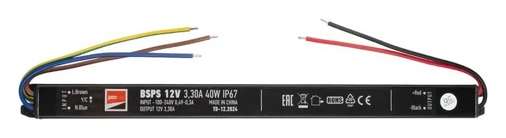 Блок питания для светодиод. ленты BSPS 40Вт 3.3А 12В IP67 влагозащ. метал. JazzWay 3329266A