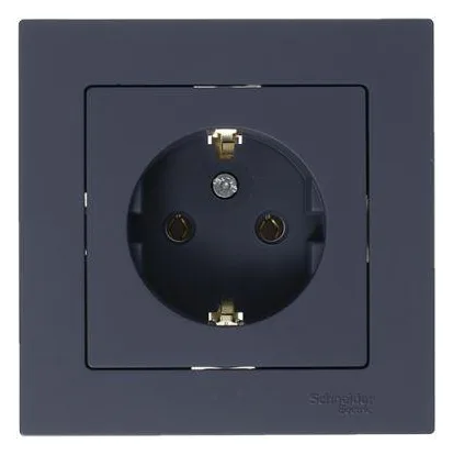 Розетка 1-м СП AtlasDesign 16А IP20 с заземл. механизм грифель SE ATN000743