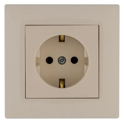 Розетка 1-м Karea RIZZ с заземл. крем Makel 88010028