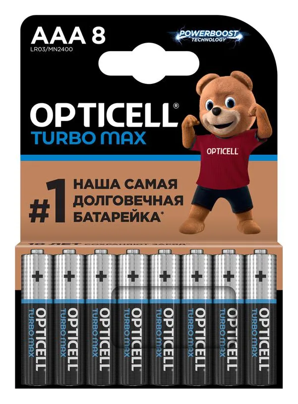 Элемент питания алкалиновый AAA/LR03 (блист. 8шт) Turbo Max Opticell 6053008