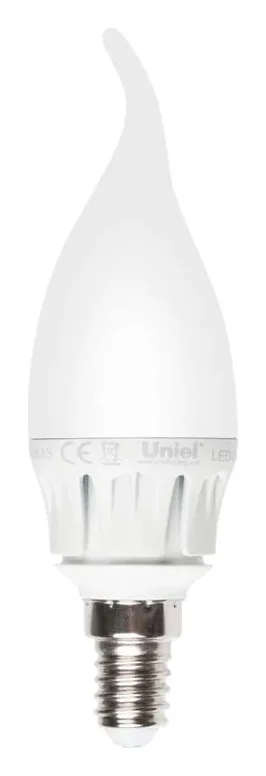 Лампа светодиодная LED-CW37-6Вт/WW/E14/FR ALM01WH пластик Uniel 08137