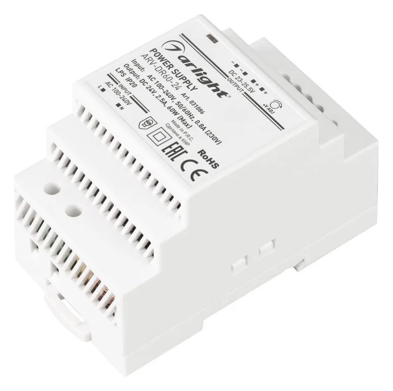 Блок питания ARV-DR60-24 24В 2.5А 60Вт IP20 DIN-рейка Arlight 031086
