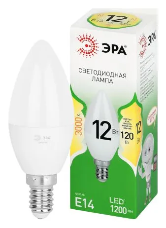 Лампа светодиодная GREEN LINE B35-12W-830-E14 GL 12Вт свеча 3000К свет тепл. E14 Эра Б0067089