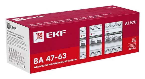 Выключатель автоматический модульный 2п C 6А 4.5кА ВА 47-63 PROxima EKF mcb4763-2-06C-pro