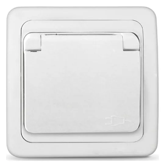 Розетка 1-м СП Валери 16А IP20 с заземл. с крышкой бел. UNIVersal В0029