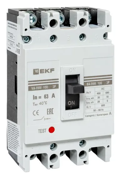 Выключатель автоматический 3п 100/63А 35кА ВА-99М PROxima EKF mccb99-100-63m