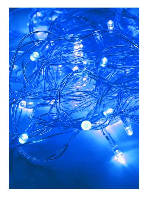 Гирлянда светодиодная 100LED син. прозр. провод 10.8м (9.3+1.5) 8 режимов мигания IP20 син. Космос KOC_GIR100LED_B