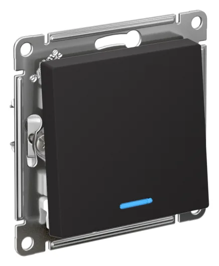 Переключатель проходной 1-кл. СП AtlasDesign 10А IP20 (сх. 6а) 10AX с подсветкой механизм карбон SE ATN001063