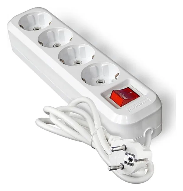 Удлинитель 4х2м с заземл. 16А IP20 S-304 ПВС 3х1 с выкл. UNIVersal 9634419
