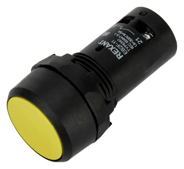 Кнопка EB22 возвратная желт. NO+NC 300В Rexant 36-5532