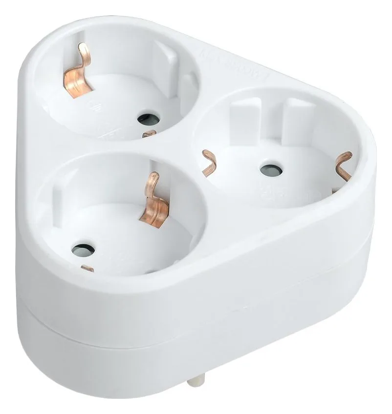 Разветвитель 3-м 16А IP20 Т-01/03 2P+PE треугольн. бел. IEK WTP10-16-03-Z-K01