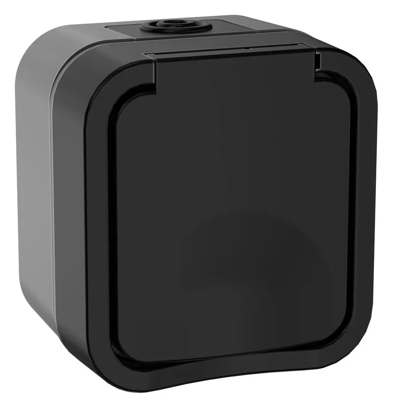 Розетка 1-м ОП TORS 16А IP55 TS120 с заземл. с крышкой графит IEK TS-R16-16-55-K53