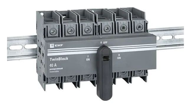 Рубильник 3п 40А реверсивный с рукояткой для прямой установки TwinBlock EKF tb-s-40-3p-rev