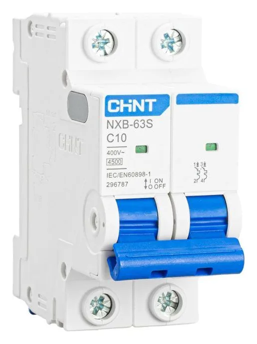 Выключатель автоматический модульный 2п C 10А 4.5кА NXB-63S (R) CHINT 296787