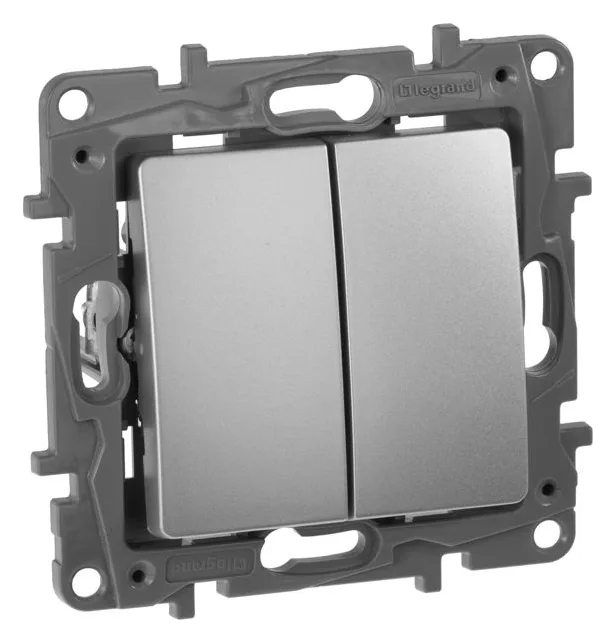 Выключатель 2-кл. СП Etika 10А IP20 250В 10AX авт. зажимы механизм алюм. IEK 672402