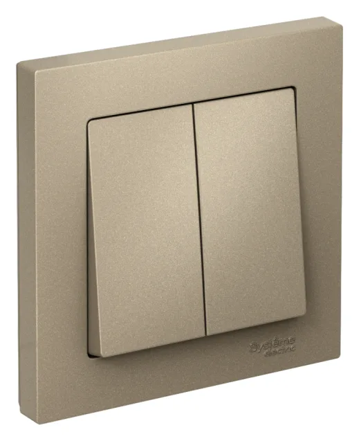 Выключатель 2-кл. СП AtlasDesign 10А IP20 (сх. 5) 10AX в сборе шампань SE ATN000552