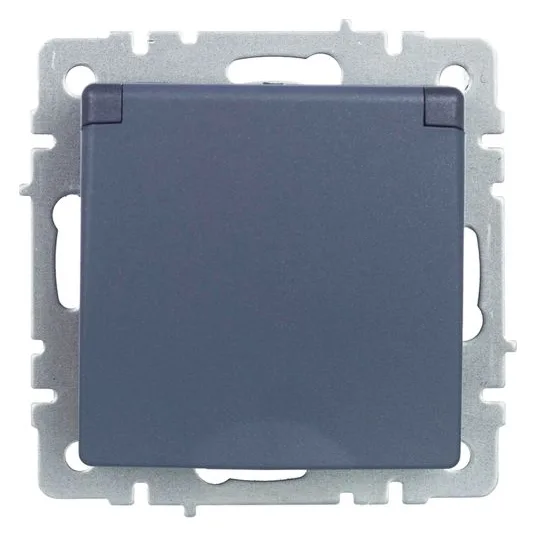 Розетка BRITE РСбш10-3-БрМ 16А IP20 с заземл. защ. шторки с крышкой механизм маренго IEK BR-R16-16-K35
